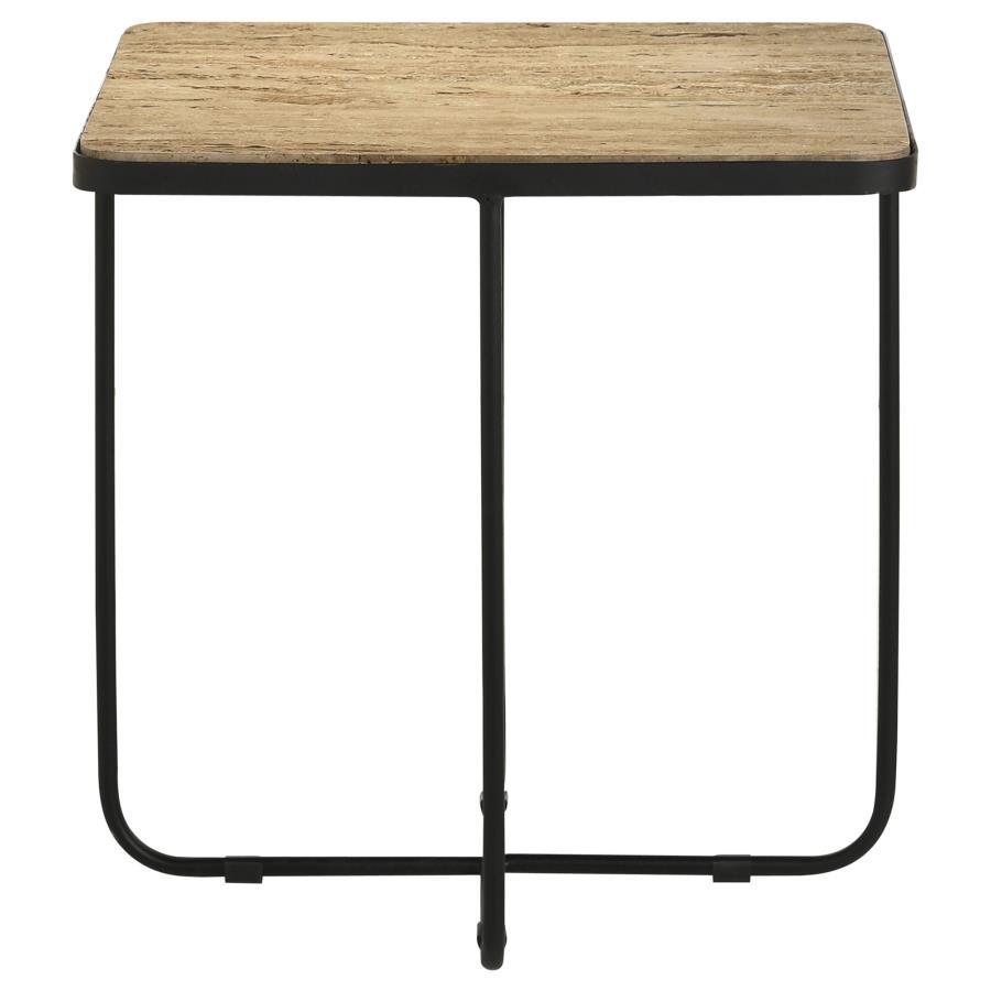 Elyna - Square Stone Top Accent Side Table - Thumbnail 4