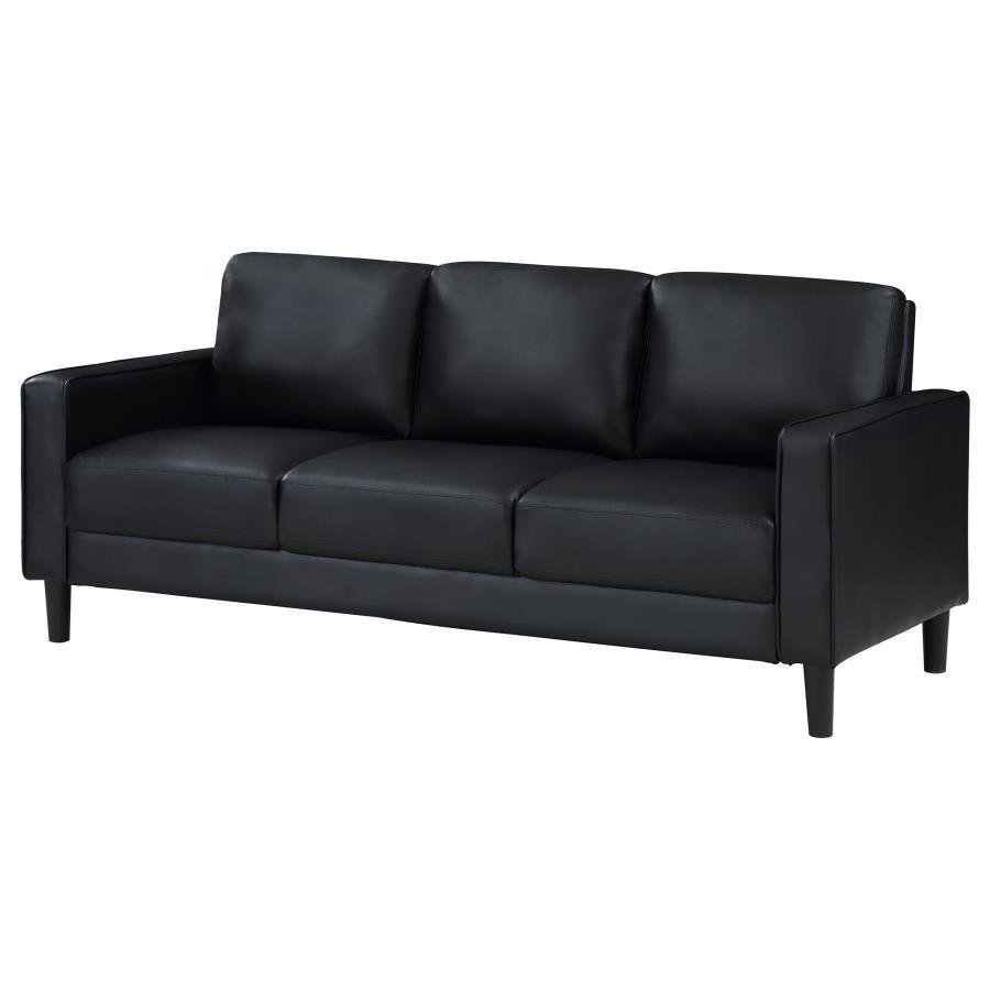 Ruth Upholstered Track Arm Faux Leather Sofa Grey - Thumbnail 2
