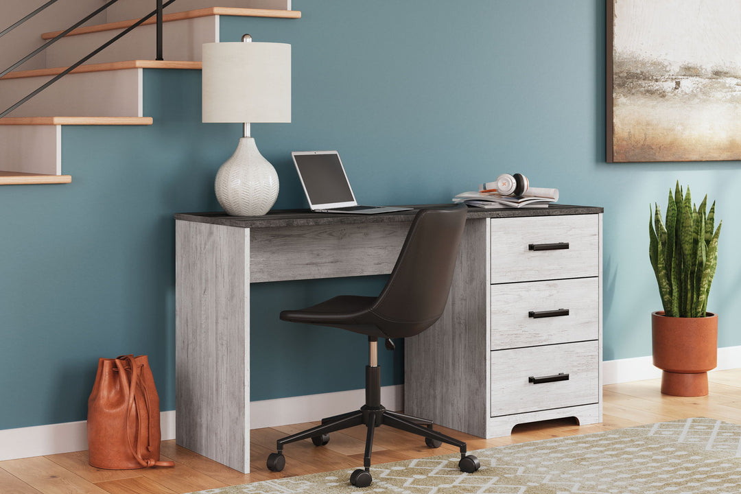 Shawburn - Home Office Desk - White / Dark Charcoal Gray