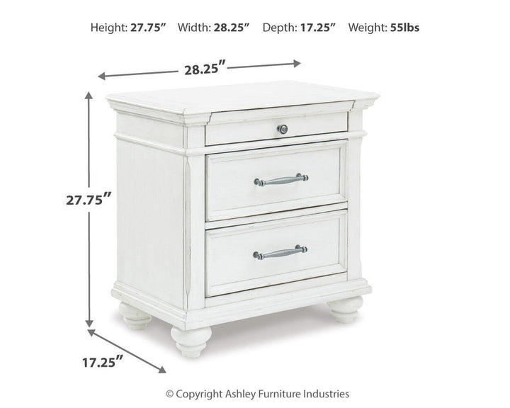 Kanwyn - Three Drawer Night Stand - Whitewash