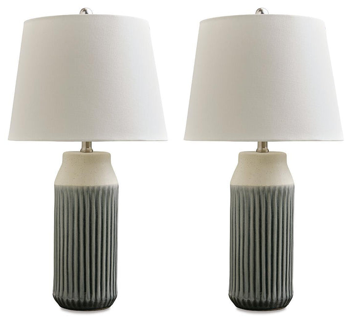 Afener - Ceramic Table Lamp (Set of 2) - Blue / Beige