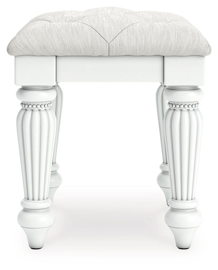 Kozlani - Vanity Upholstered Stool - White