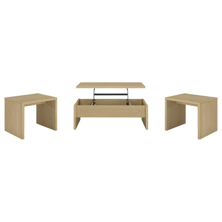 Canoga - Lift Top Cocktail Coffee Table Set - Light Oak