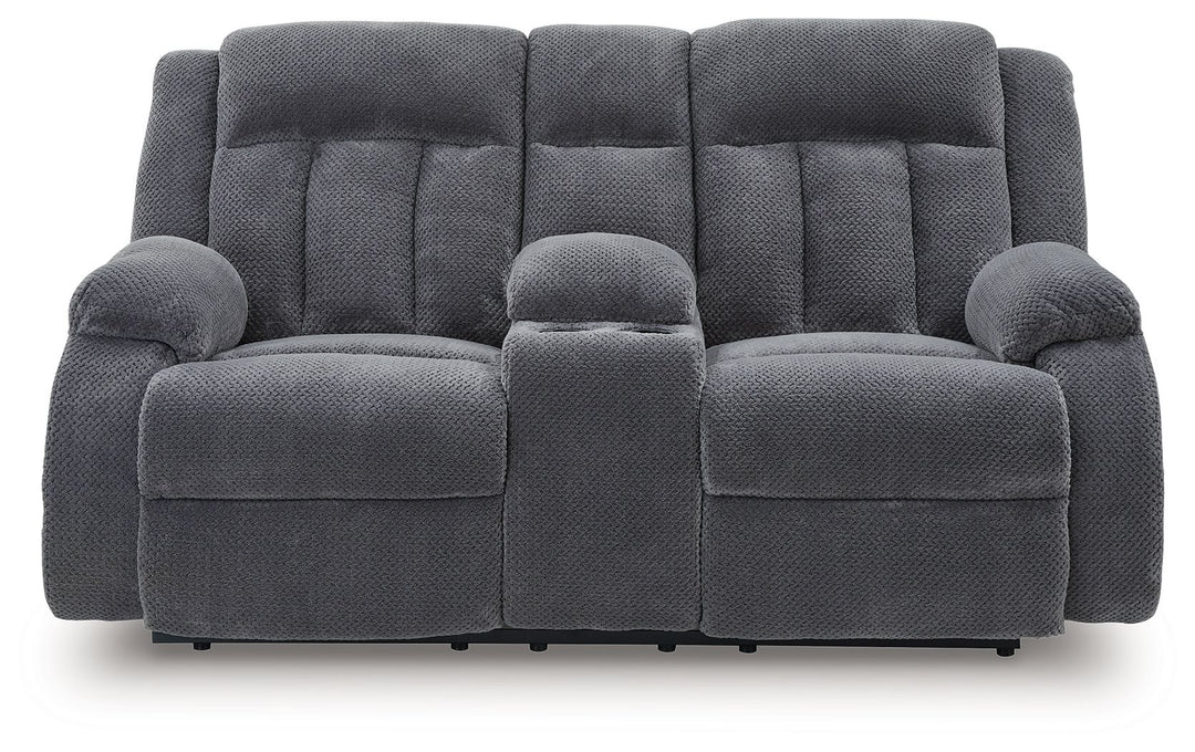 Observation - Steel - Double Reclining Power Loveseat With Console