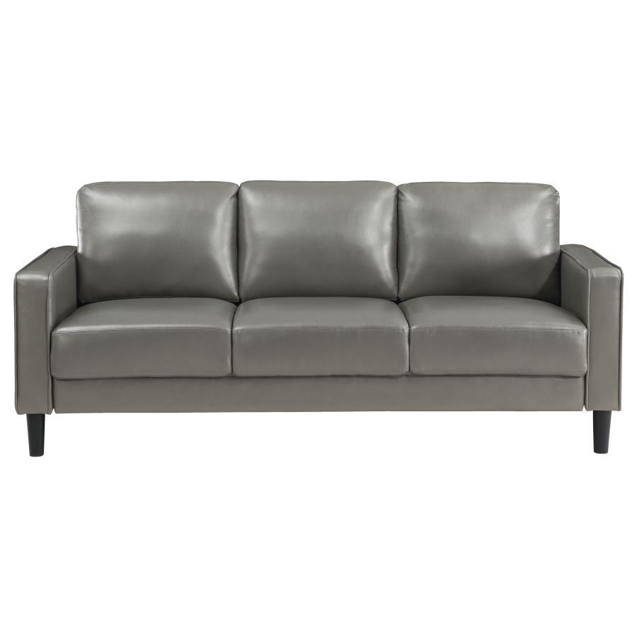 Ruth Upholstered Track Arm Faux Leather Sofa Grey - Thumbnail 3