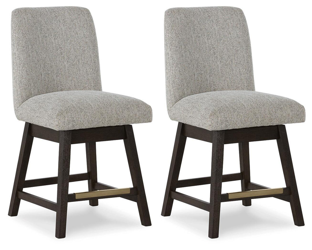 Burkhaus - Upholstered Swivel Barstool (Set of 2) - Beige / Dark Brown