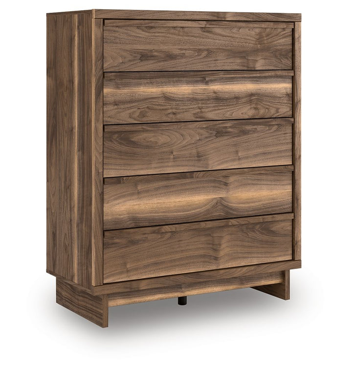 Chirason - Brown - Five Drawer Wide Chest