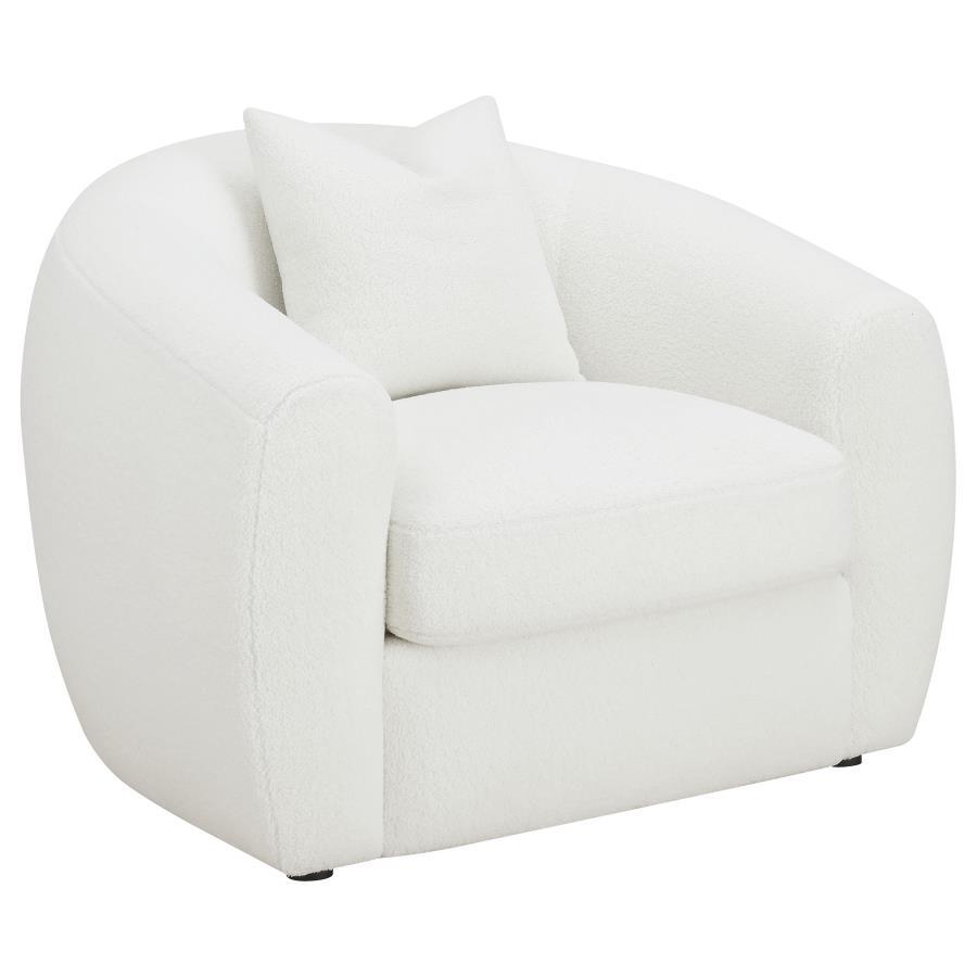 Isabella Faux Sheepskin Upholstered Accent Chair Natural - Ivory - Thumbnail 3