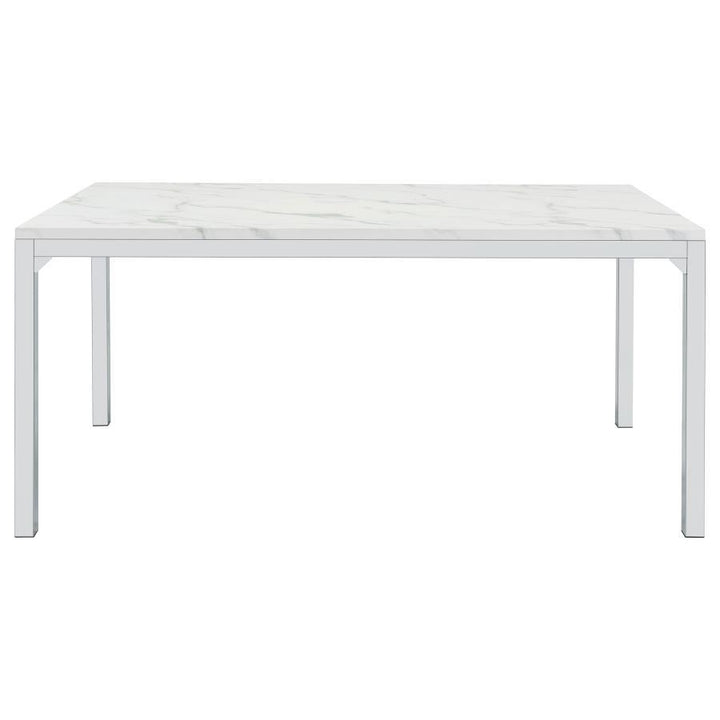 Athena - Rectangular Faux Marble Dining Table - Chrome