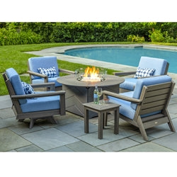 Seaside Casual Dex Lounge Chair Patio Fire Pit Set