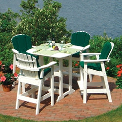 Seaside Casual Adirondack Shellback Bar Chair Patio Set for 4