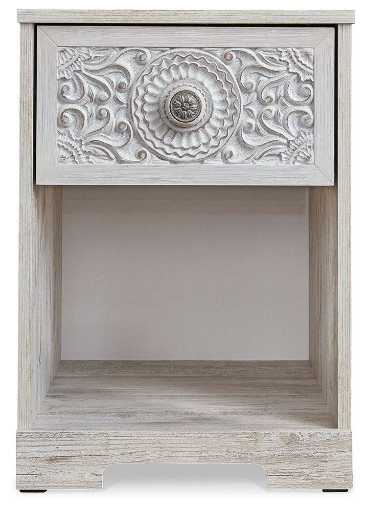Paxberry - One Drawer Night Stand - Open Cubby - Whitewash