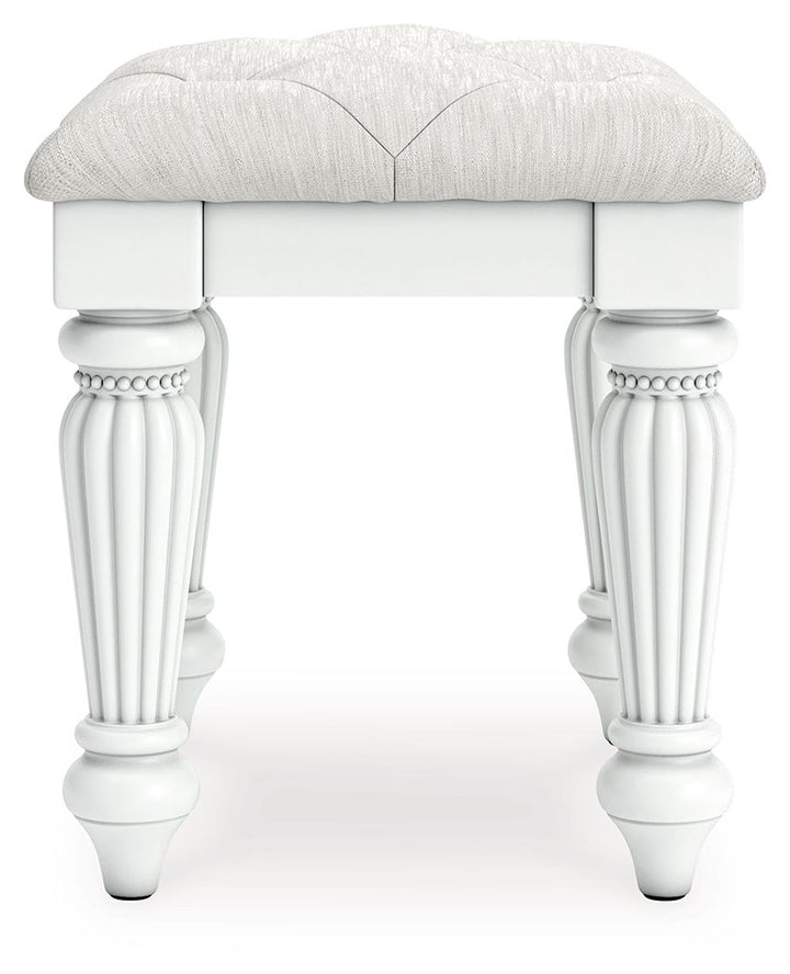 Kozlani - Vanity Upholstered Stool - White
