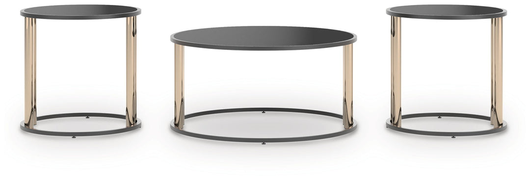 Hannerly - Black / Gold Finish - Occasional Table Set (Set of 3)