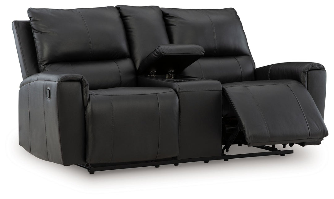 Glossmore - Black - Reclining Loveseat With Console