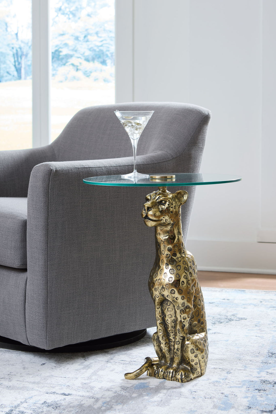 Vallain - Accent Table - Antique Gold Finish
