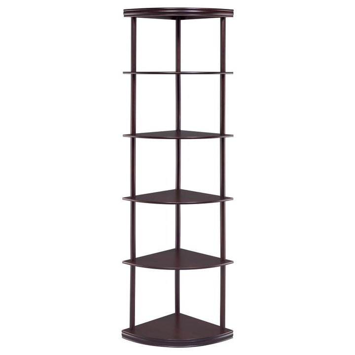 Bonwick - Wood 5-Shelf Corner Bookshelf - Cappuccino